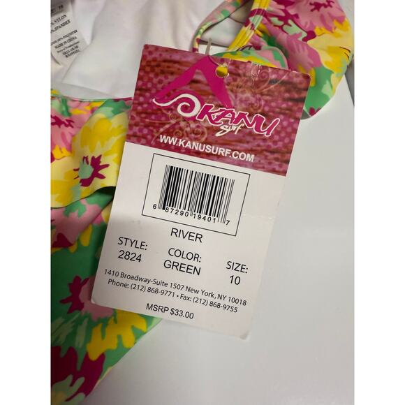 Kanu Surf Girls' Morgan Floral Ruffle1-Shoulder 1-Piece Swimsuit Size 10 - Picture 4 of 7